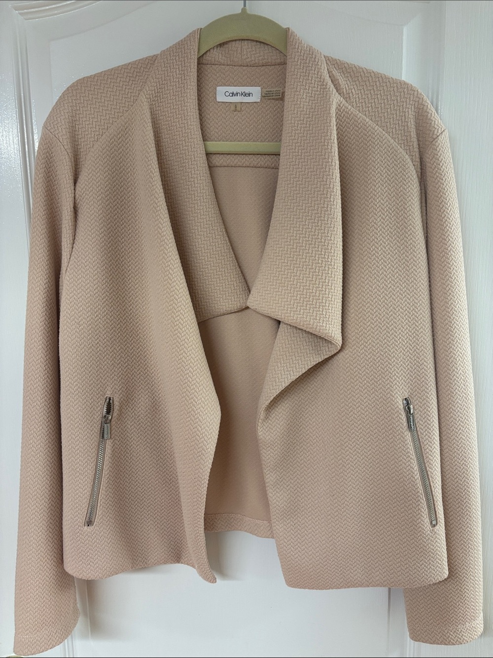 Calvin Klein Light Blush Open Front Draped Jacket